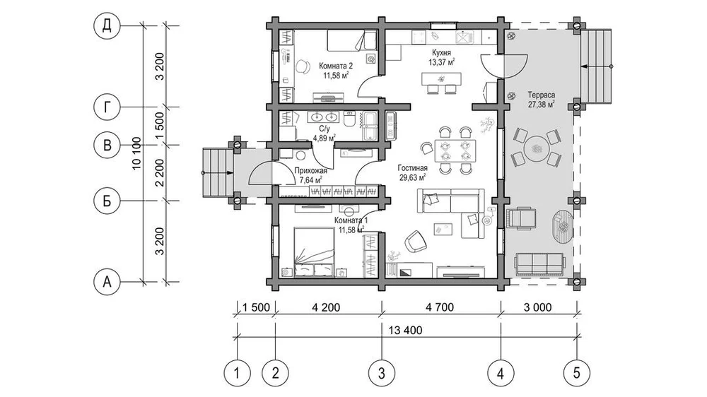Дом Озерный, 120 м2.